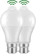 Weskjer Motion Sensor Light Bulb 2Pack B22 LED Bayonet Light Bulbs 12W 1020LM, 6000K Cool White, CIR>85, IP42 Waterproof Energy Saving Lightbulbs, Non Dimmable