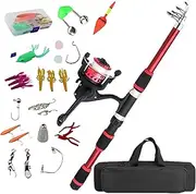 Kids Fishing Set,1.8M Telescopic Fishing Rod | Youth Introductory Equipment, Small Dock Gear with Spin Reel and Storage Bag for Boys Beginners Anglers