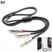 6FT Premium 3.5mm 1/8" Stereo Male to 2 RCA Male Y Splitter Audio Cable Gold