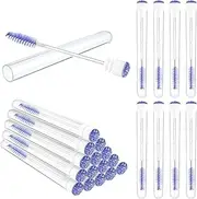 Disposable Mascara Wand Tubes, 40 PCS Bendable Eyelash Brush Lash Brushes Spoolie Lash Applicators Kits Supplies for Eyelash Brow Extensions Makeup (Purple)