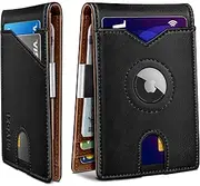 [miyozi] Airtag Wallet for Men,with Money Clip 11 Cards Slim Front Pocket Leather RFID Blocking Wallet with Gift Box, Black40, one size, Minimalist