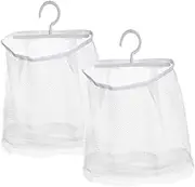 Ciieeo 2pcs Mesh Hanging Bag Dirty Cloth Basket Travel Laundry Bag Housewarming Indoor Outdoor Mesh Bag Dryer Home Storage Bag Door Basket Mesh Organizer Bag Clothes Peg Basket White Pp