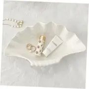 Seashell Ceramic Decorative Bowl Shell Jewelry Dish Tray, Shell Trinket White