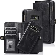Cavor for Samsung S10e Wallet Case,for Samsung Galaxy S10e Case,2 in 1 Magnetic Detachable Case Leather Flip Cover with Stand Feature & Card Slots & Wristlet Strap (5.8")-Black