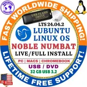 Lubuntu Linux OS LTS 24.04.2 Noble Numbat LIVE BOOT / INSTALL, MAC & PC
