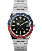 Q Timex GMT 38mm Stainless Steel Bracelet Watch TW2V38000