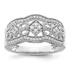 14K Solid White Gold Diamond Ring