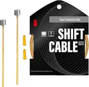 [CNC] Pro Slick Polished Bike Shifter Cable for Shimano/SRAM|Mountain Bike，Road Bike，MTB Derailleur Cable 1.2X 2100/2500/3000/3500mm，Gold.