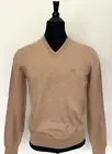 New HUGO BOSS Men's Sweater XL size Regular Fit Beige Camel Wool V Neck Pullover