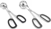 Non-Stick Meatball Spoon Ice Cream Melon Baller Scoop Kitchen Tools,Stainless Steel Scoop 2 PCS Stainless Steel Meat Baller Tongs Meatball Maker Ice Tongs Cookie Dough Scoop(Color:Silver,Size:2pcs)