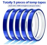 5 rolls Heat resistant tapes sublimation Press Transfer Thermal 4mmx30mt BLUE