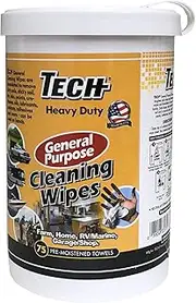 TECH Heavy Duty Multi Surface Cleaning Wipes for Home, Outdoor Furniture, Tools, Car, Garage - Double Sided Wipes (75 Count)
