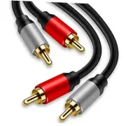 Tan QY 2RCA to 2RCA Cable 3Ft, Gold-Plated 2 RCA Male to 2 RCA Male 3Ft/1M