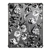 iPad Pro 12.9-inch (5th/6th gen) iPad Impact Case Black and white tulips pattern - vintage illustration