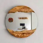 Olive Wood Oval Frame Mirror, Live Edge Wooden Mirror Wall Decor Decorative Gift
