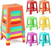 Leinuosen 6 Pcs 18 Inch Height Light Duty Plastic Stool for Classroom Seating Plastic Stackable Stools Modern Decorative Stools for Kids Students Classroom School Home Office Shower Favors (Bright)