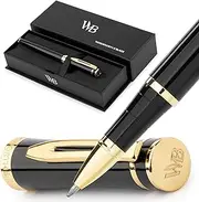 Wordsworth & Black Luxury Erudite Rollerball Pen Set- Refillable Pen, Gift Case; Journaling, Calligraphy, Drawing, Smooth Writing [Black Gold]