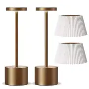LED Cordless Table Lamp Set of 2, Rechargeable Portable Powered LED Battery L...