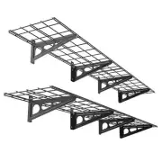 FLEXIMOUNTS Garage Wall Shelf 36" x 12" Fixed Steel W/ Brackets4-Pack Black