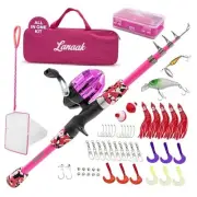 Kids Fishing Pole, Kids Portable Telescopic Fishing Rod Set, Tackle Box and