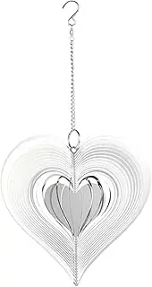 Wind Chimes 3D Wind Spinner Stainless Steel Square Drop Heart Shape 3D Three-Dimensional Rotating Wind Chime Bell for Home Outdoor Decor Wind Chimes Outdoor