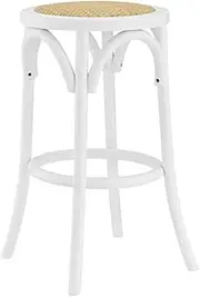 Matt Blatt Bentwood Backless Bar Stool (White/Rattan Seat) - MBBENTWSRWA