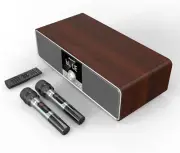 Karaoke Machine with 2 UHF Mic Subwoofer Home Theater Audio Sound Bar Support Op