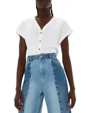 Whistles Aubrie Cotton Button Front Top
