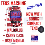 TENS MACHINE MASSAGER + 10 PADS + 2 CABLES + USB CABLE +++ 1000 + SOLD ⭐⭐⭐⭐⭐