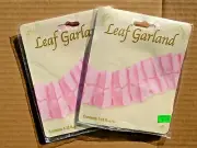 2 Packs Pastel Pink Tissue Leaf Garland Wedding Baby Party Decor 12 Ft Each NIP