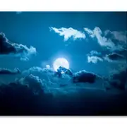 Image Of a Full Moon Night Print 100% Australian Made 150 x 100cm (Stretched)
