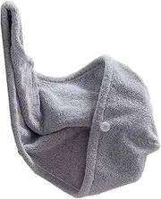 OSOLADY Dry Hair Cap Button Hair Drying Towel Quick Drying Absorbent Portable Grey