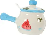 Amosfun Ceramic Condiment Container with Handle Stylish Seasoning Jar for Salt Oil and Spices for Home Restaurant and Elegant Kitchen Storage