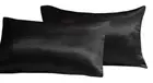 Home Design Black Satin Pillow Protector 2 PC. Set Standard/Queen Pillow Case