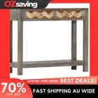 Wooden Console Table Grey 2 Drawers 1 Shelf Mid-Century 86x30x76 cm 2737