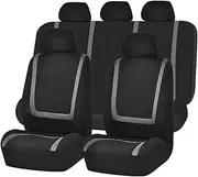 Universal Car Seat Covers, Car Seat Covers Unique Flat Cloth Full Set, Fit Most Car, Truck, SUV, or Van (Black+Grey)