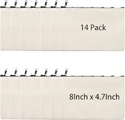 pabues 8×4.7 Inch Blank DIY Craft Bag Canvas Pencil Case Blank Makeup Bags- Canvas Pencil Pouch Bulk Canvas Cosmetic Bag Multi-Purpose Travel Toiletry Bag Canvas Zipper Bags, Beige, Trappings