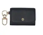 Tory Burch Black Saffiano Leather Card Case Key Ring Coin Pouch Wallet 157146