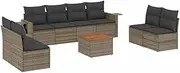vidaxl - Garden Sofa Set Modular Outdoor Furniture - 9-Piece Grey Poly Rattan with Acacia Wood Tabletop - Terrace Patio Seating with Cushions and Storage