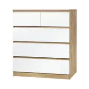 Oikiture 5 Chest of Drawers Dresser Table Wooden White
