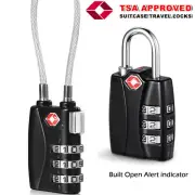 New TSA 3 Digit Combination Luggage Suitcase Security Travel Cable Lock Padlock