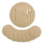 Round Braided Placemats Set of 8 Khaki Woven Placemats 15 Inch set of 8 Kahki