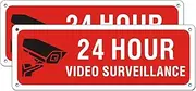 Video Surveillance Metal Sign Under 24 Hour for Business House Camera Security Warning Aluminum Sign CCTV (2 Pack 10 x 3.5 inches)