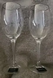 NWT Set of 2 - Mikasa - LOVE STORY PLATINUM- 11.75oz Wine Glass Goblet - Retired