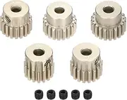 Rebower 5Pcs 48P Pinion Gear Set 16T 17T 18T 19T 20T for 3.175 mm Shaft Aluminium Alloy Pinion Gear with Screws for RC Motor