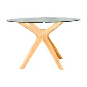 Charlie 120cm 4 Seater Round Glass Dining Table - Oak