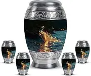 Peacock Urn - Urns for Human Ashes Adult Woman - Mini Cremations for Crafts - Golden Black Ash Holders for Human Ashes - Funeral Urn for Adult Ashes Women (Combo 10 Inch & 3 Inch, Set of 5)