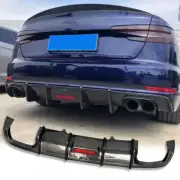 Carbon Fiber Rear Diffuser Lip With LED Light For Audi A4 S4 B9 17-19