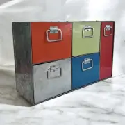 Colorful Enameled Metal Modernist Modular Storage Unit (Eames)