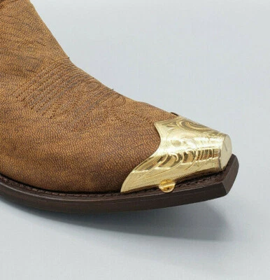 WESTERN COWBOY BOOT TIP Pair - Gold Finish Engraved Tips